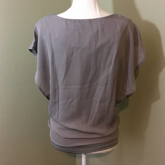 Zeagoo Double Layer Gray Flutter Sleeve Top, XL - Picture 2 of 8